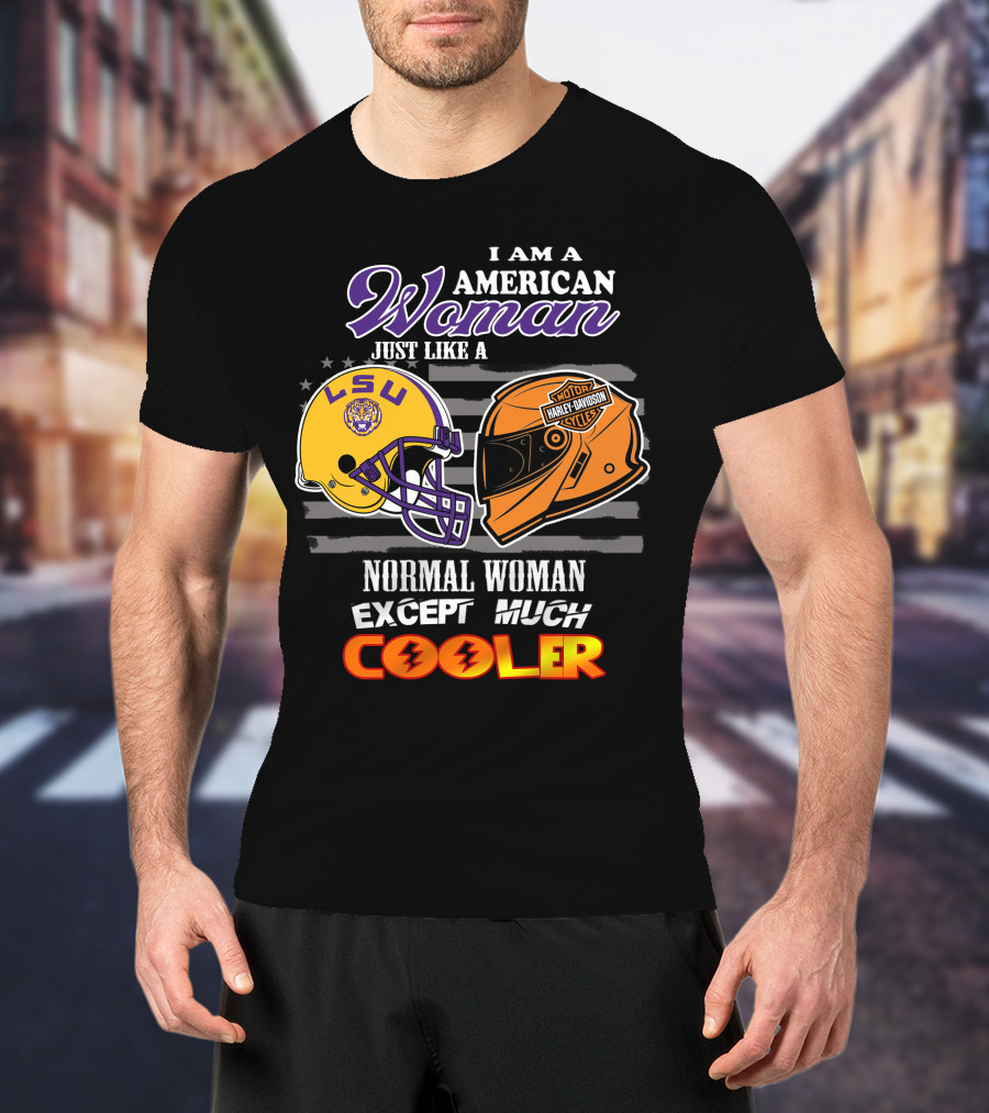 Lsu Tigers American Woman Harley Davidson Cooler Helmet T-Shirt
