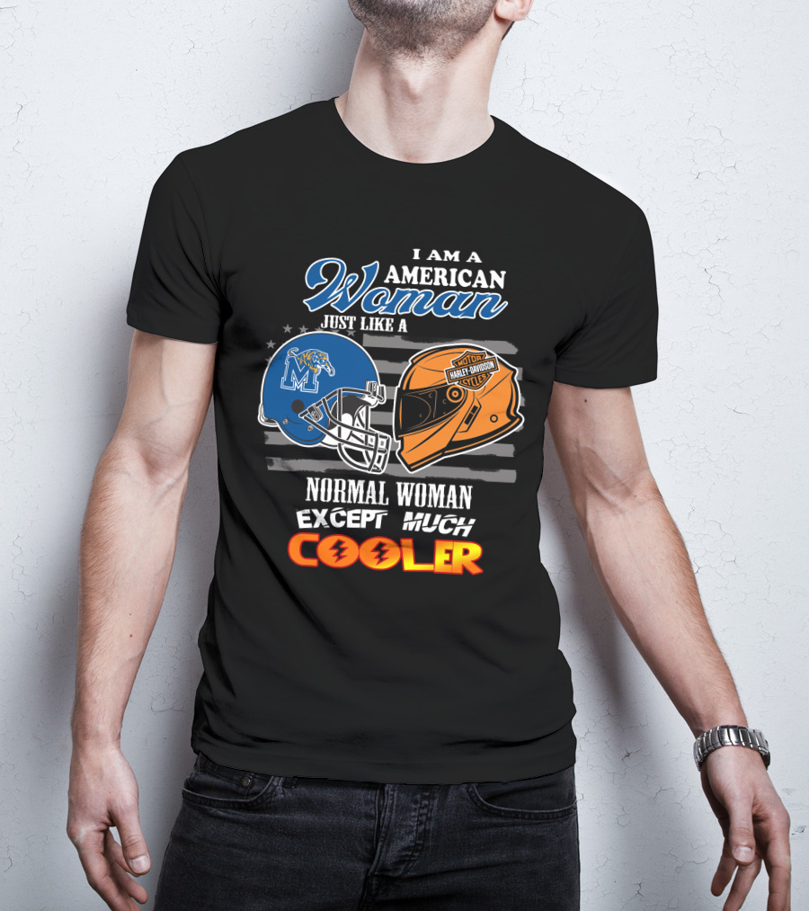 American Woman Harley Davidson Memphis Tigers Helmet Cooler T-Shirt