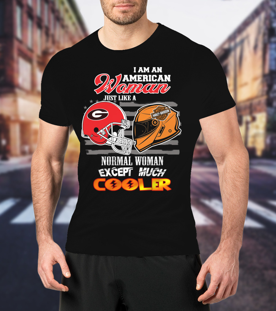 Georgia Bulldogs Harley Davidson American Woman Cooler Helmet T-Shirt