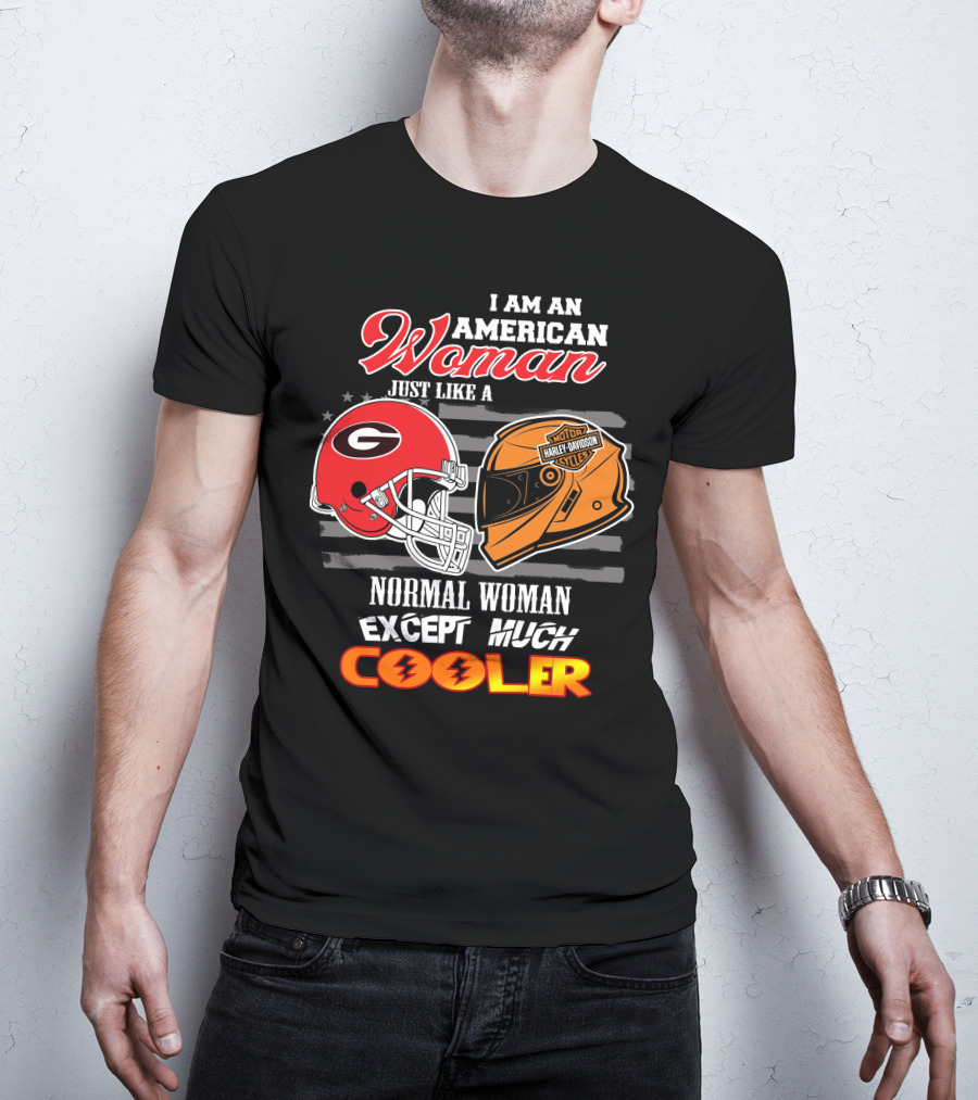 Georgia Bulldogs Harley Davidson American Woman Cooler Helmet T-Shirt