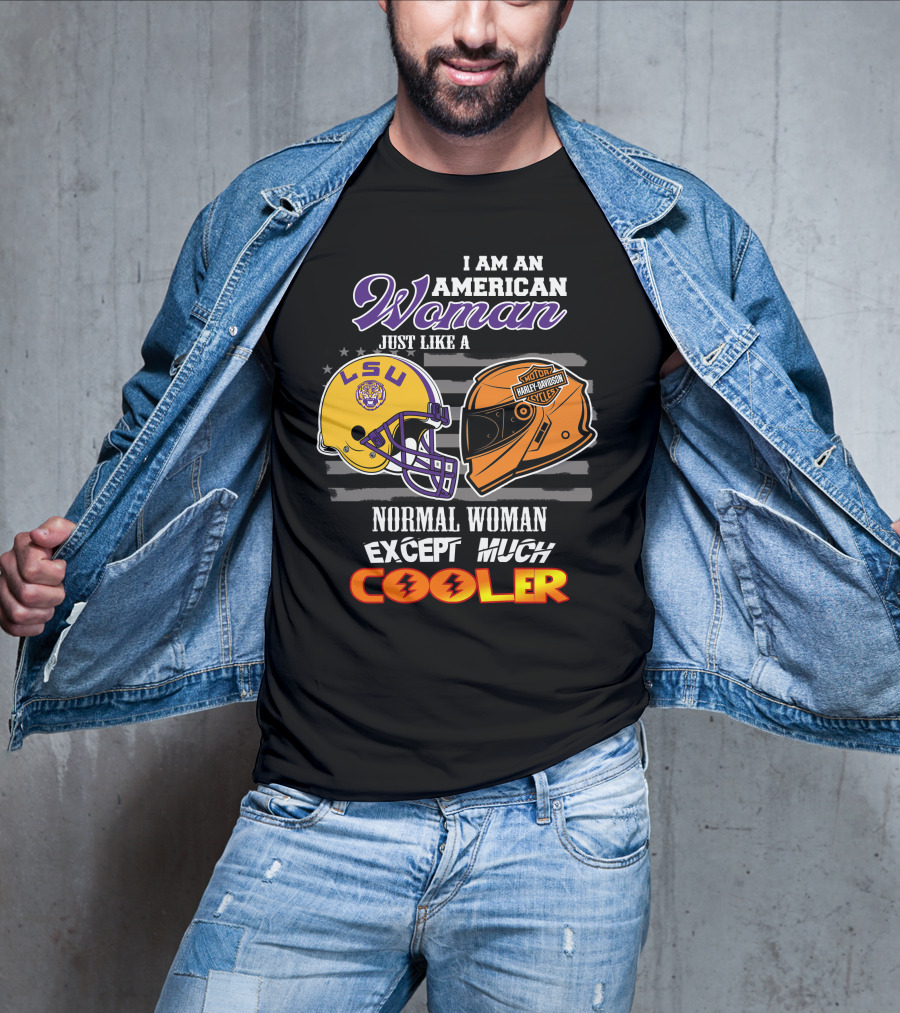 American Woman Lsu Tigers Harley Davidson Cooler T-Shirt