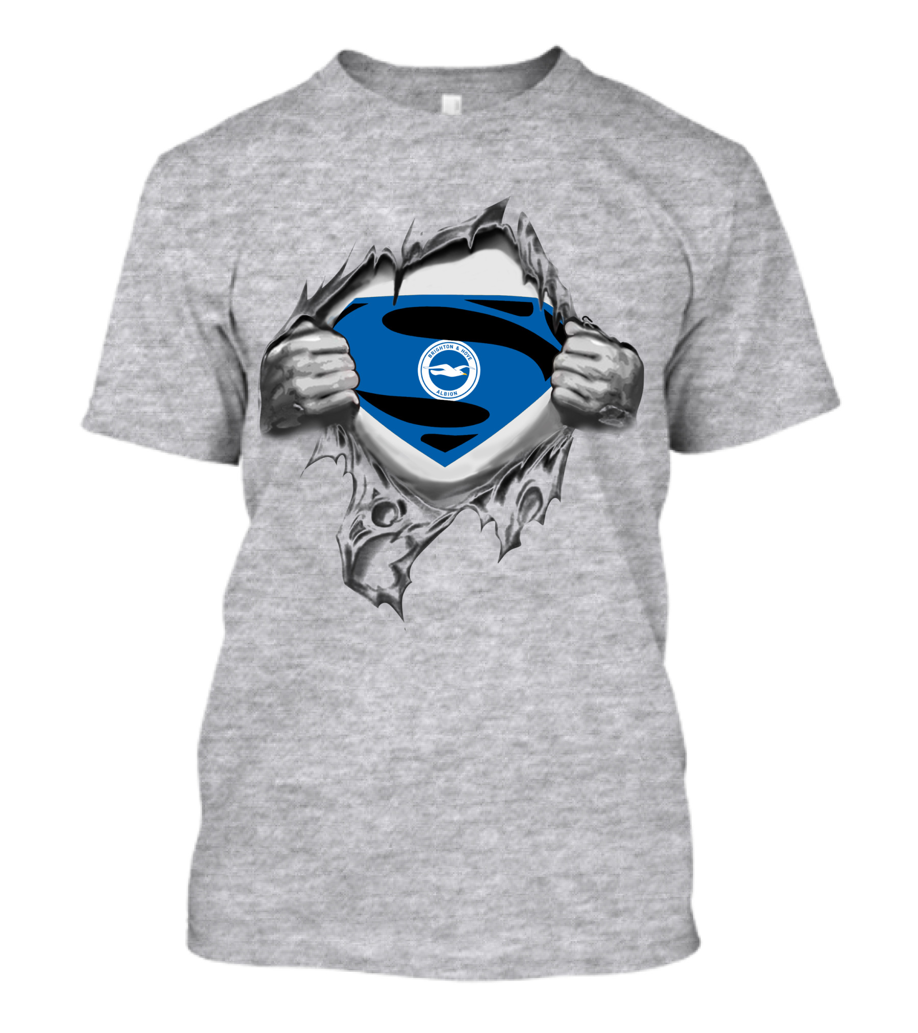 Brighton Hove Albion Superman Logo Emblem Rip T-Shirt