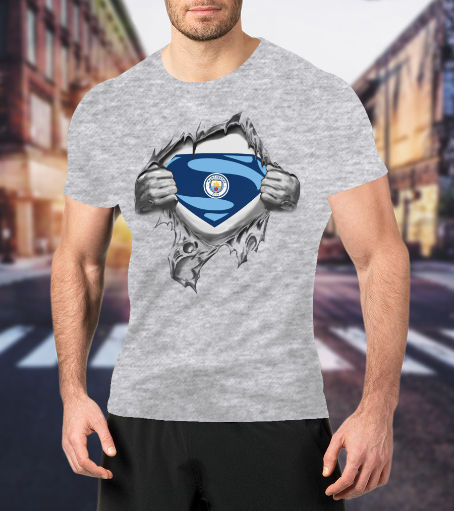 PL Manchester City Super Hero Logo Emblem T-Shirt