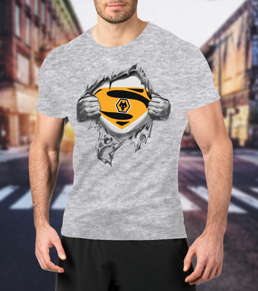 Wolverhampton Wanderers Superman Shield Logo Tear T-Shirt