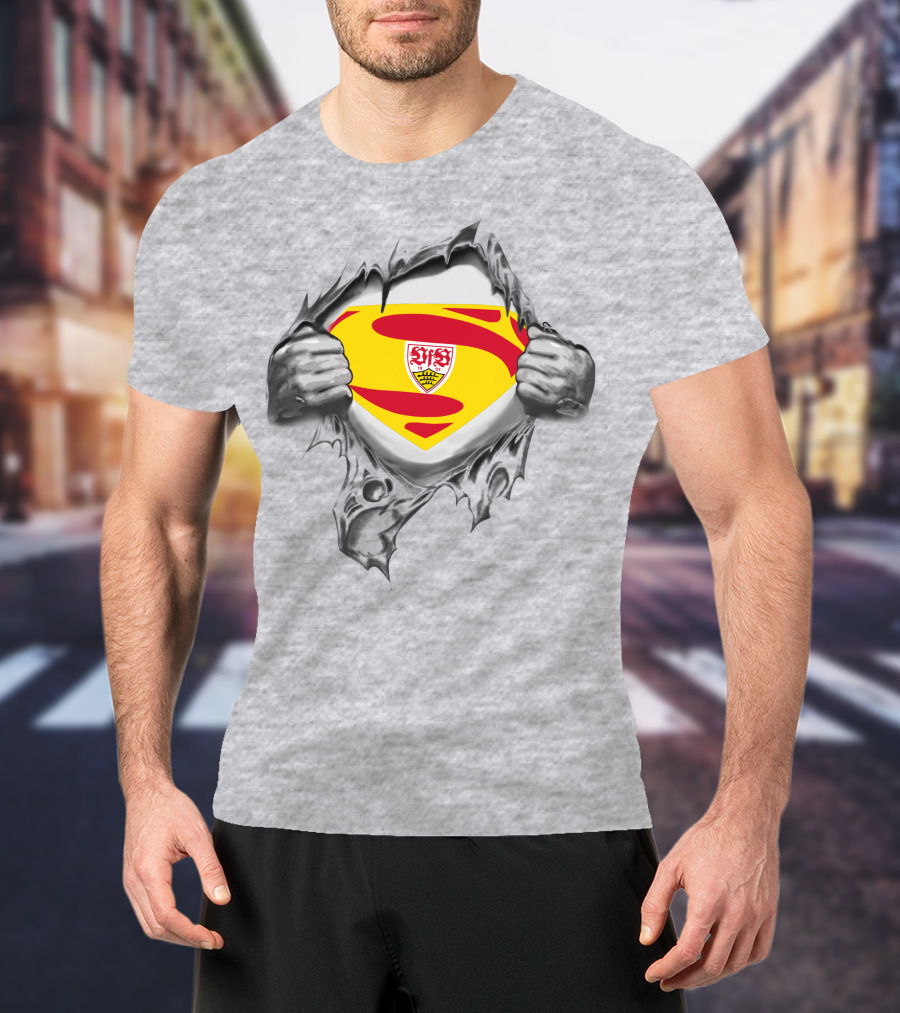VfB Stuttgart Superman Shield Ripped Jersey T-Shirt