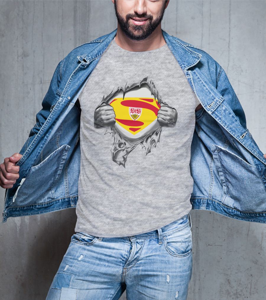 VfB Stuttgart Superman Shield Ripped Jersey T-Shirt