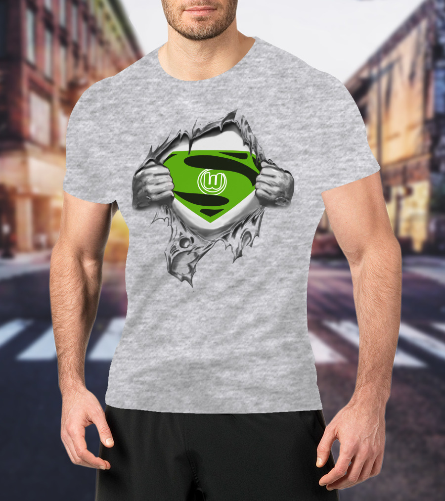 DFL VfL Wolfsburg Superman Shield Logo Rip T-Shirt