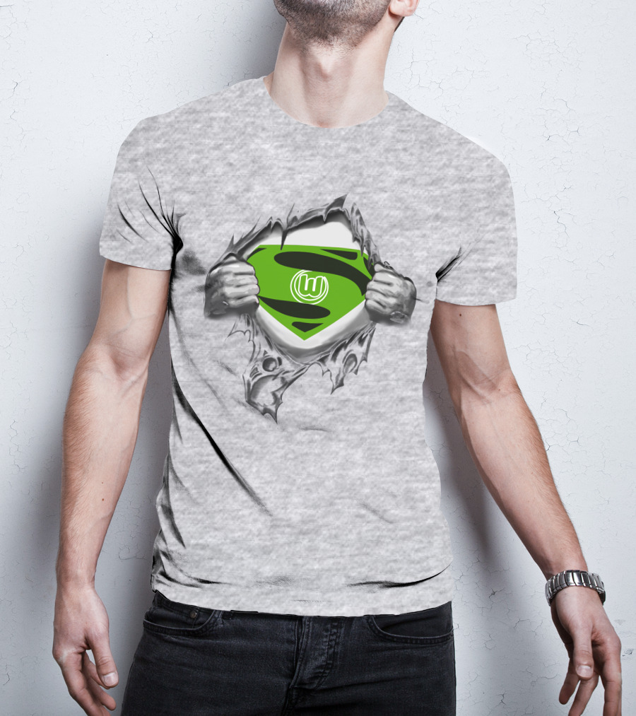 DFL VfL Wolfsburg Superman Shield Logo Rip T-Shirt