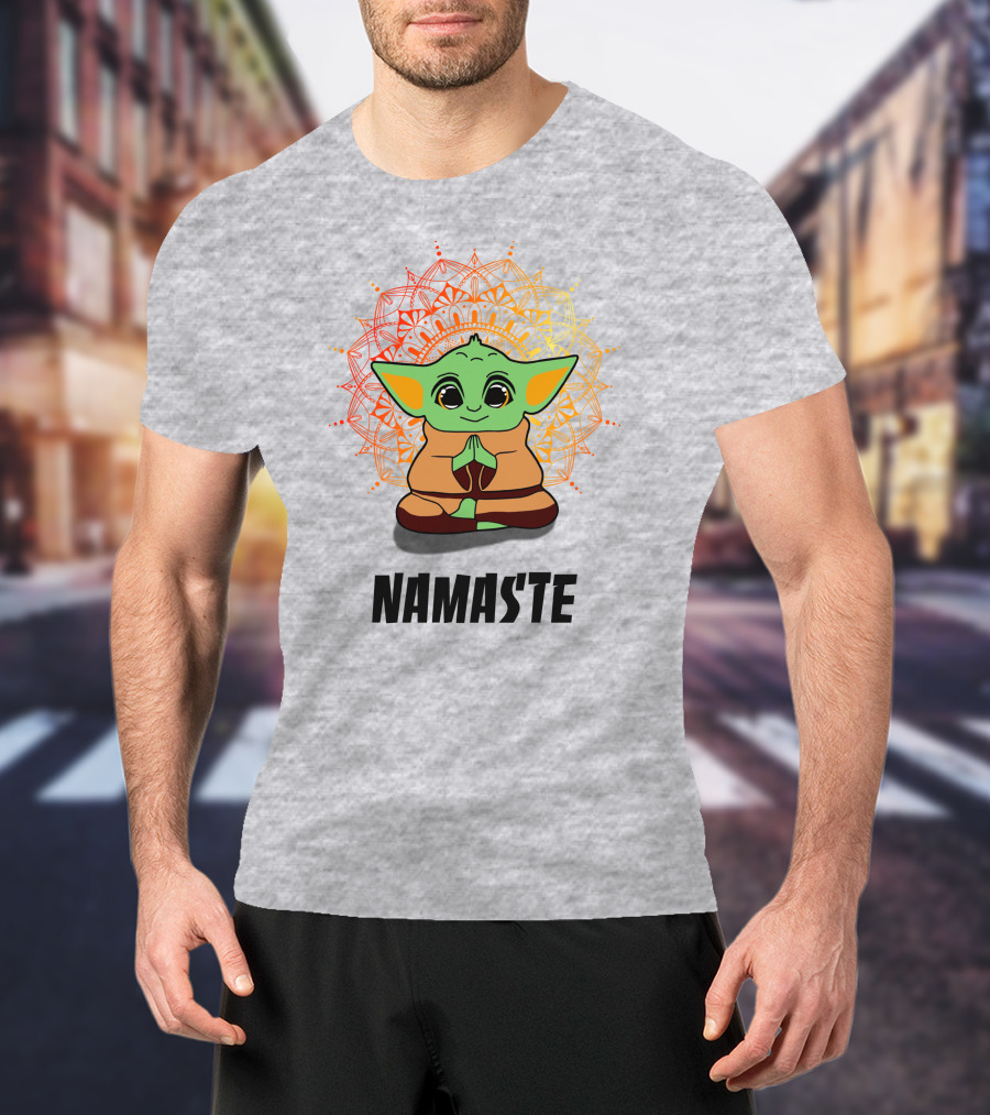 Baby Yoda Namaste Meditate Mandala T-Shirt