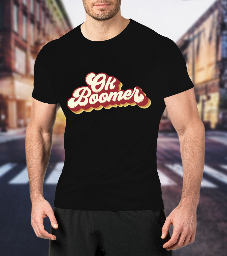 Ok Boomer Funny Meme Vintage Style Retro Typography T-Shirt