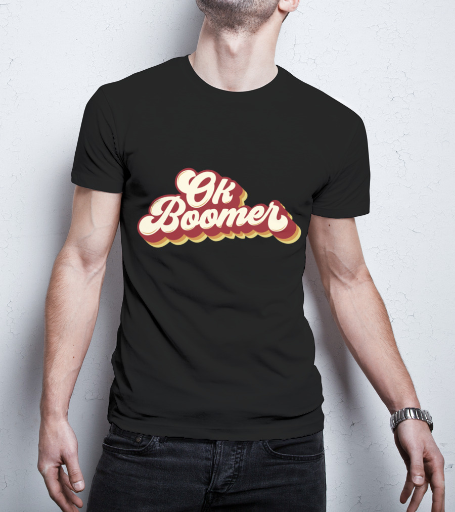 Ok Boomer Funny Meme Vintage Style Retro Typography T-Shirt