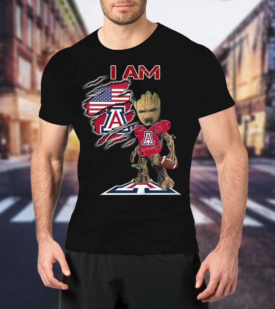 I Am Arizona Baby Groot University Of Arizona Wildcats Football Fan T-Shirt