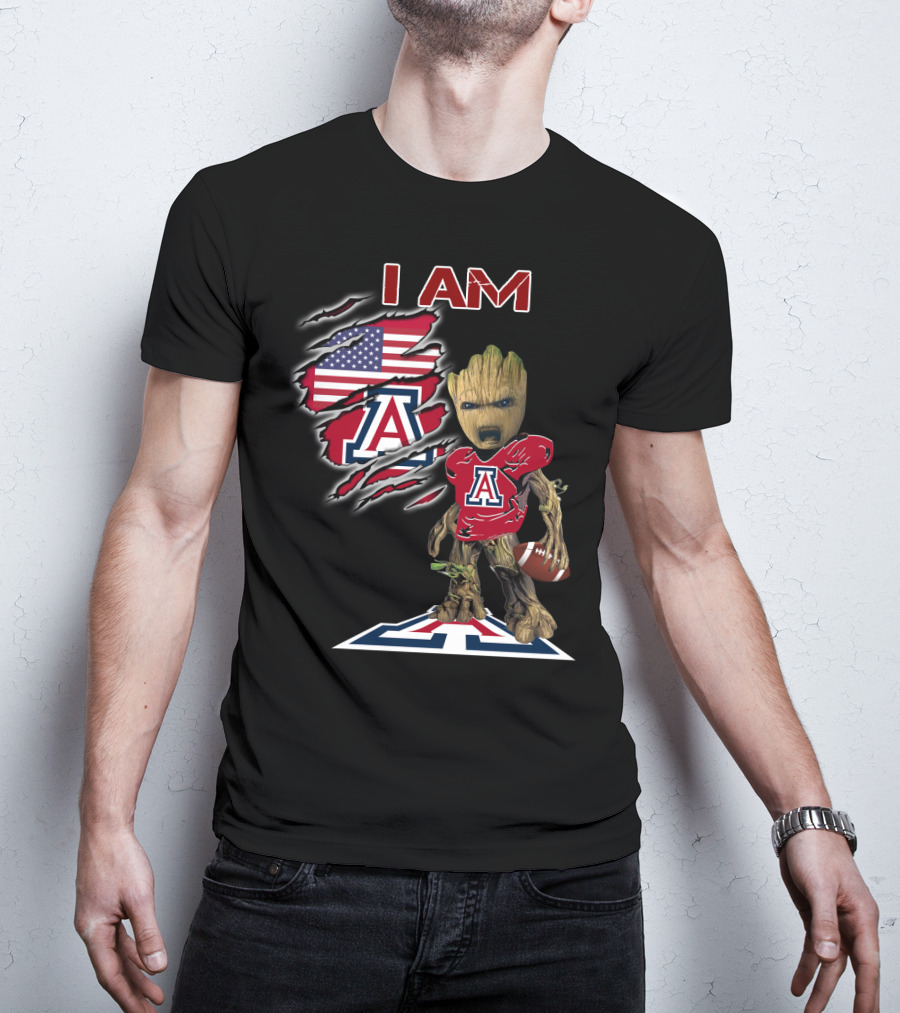 I Am Arizona Baby Groot University Of Arizona Wildcats Football Fan T-Shirt