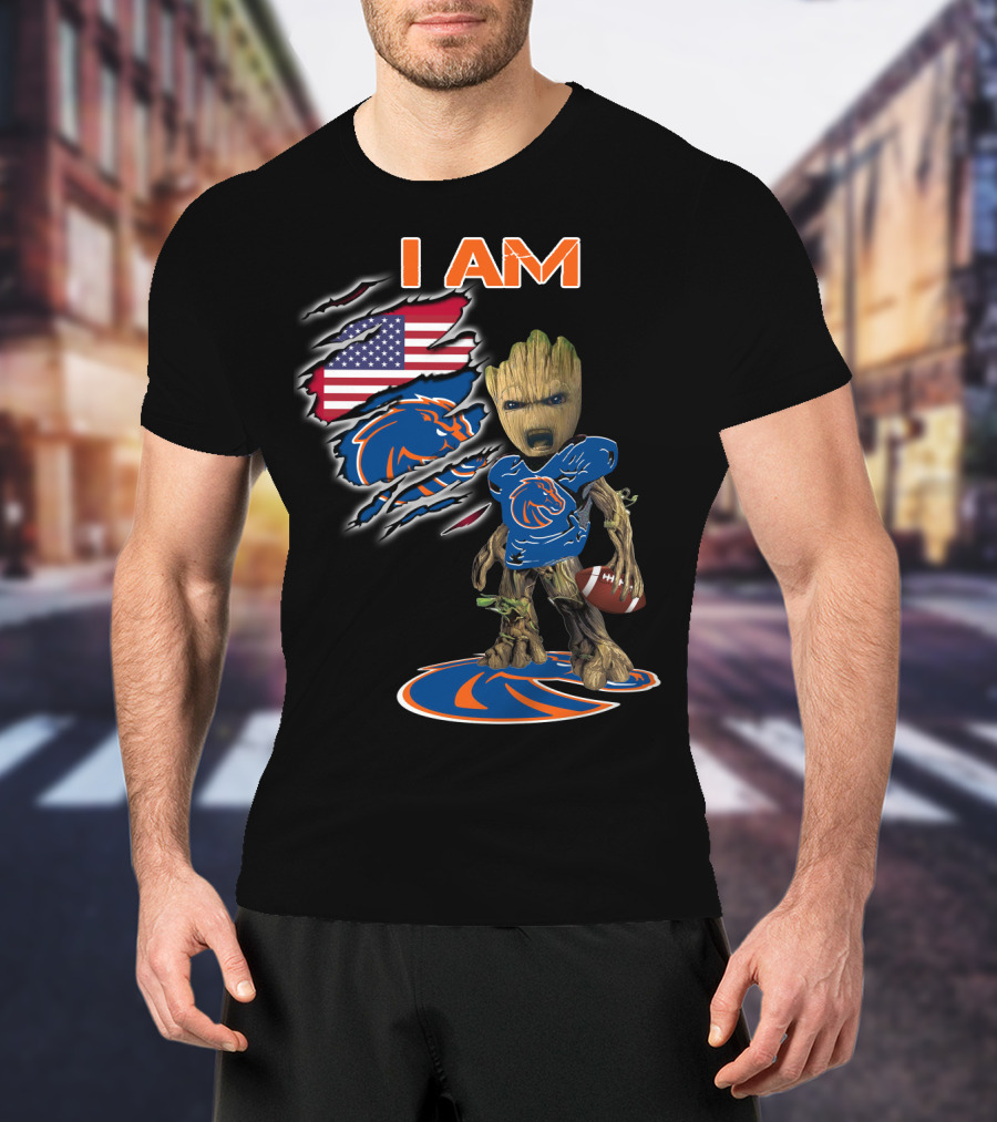 I Am Boise State Baby Groot American Football Fan T-Shirt