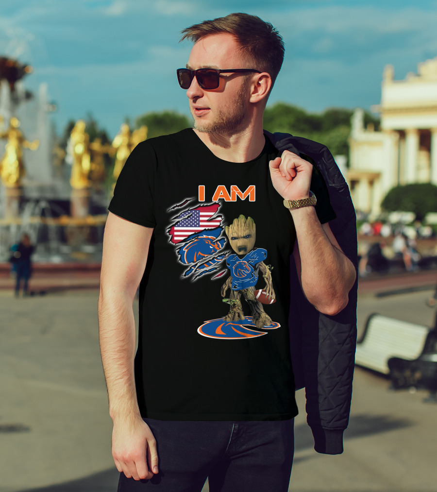I Am Boise State Baby Groot American Football Fan T-Shirt