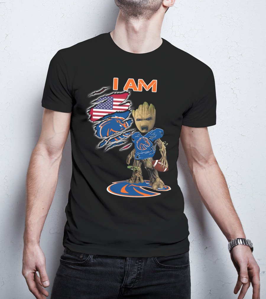 I Am Boise State Baby Groot American Football Fan T-Shirt
