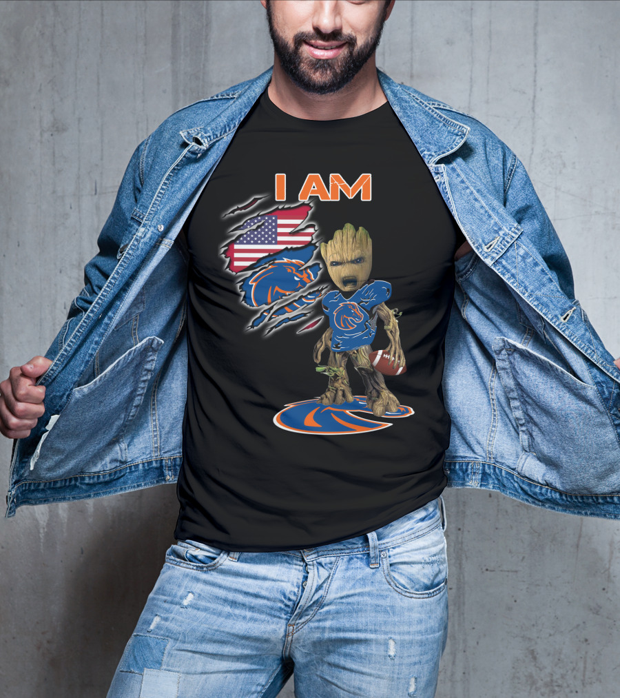 I Am Boise State Baby Groot American Football Fan T-Shirt