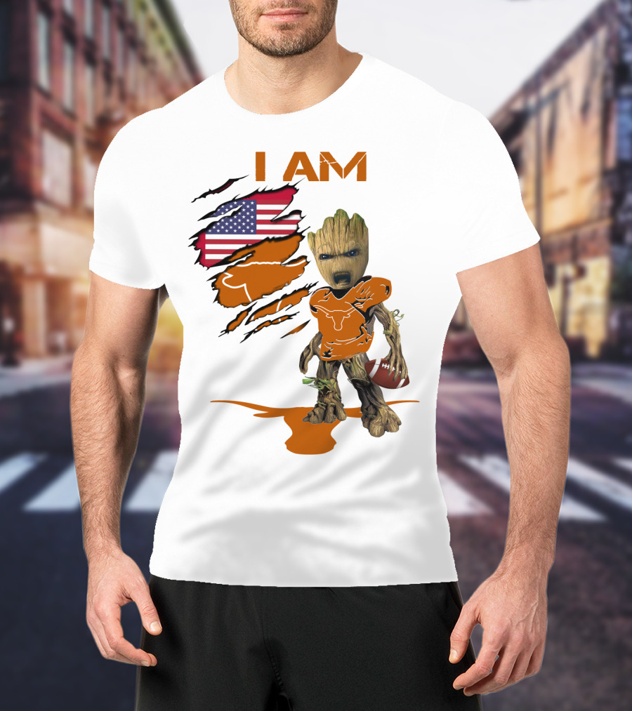 I AM Baby Groot Longhorns American Football T-Shirt