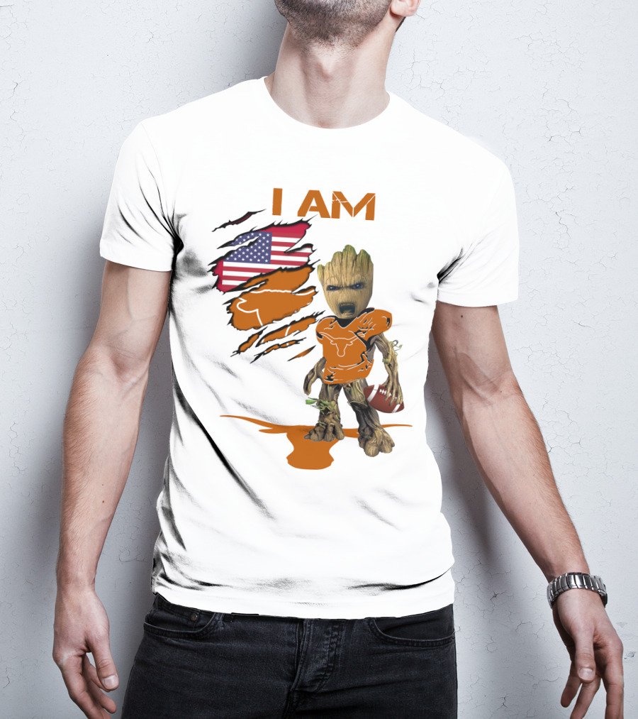 I AM Baby Groot Longhorns American Football T-Shirt