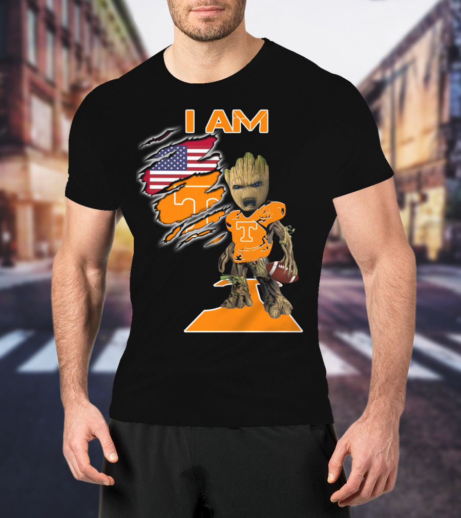 I Am Groot Tennessee Football T-Shirt American Flag T-Shirt