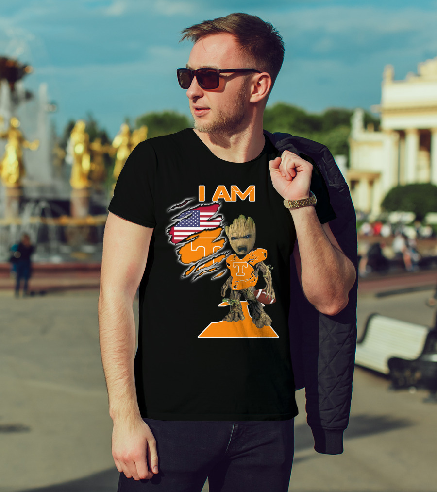 I Am Groot Tennessee Football T-Shirt American Flag T-Shirt