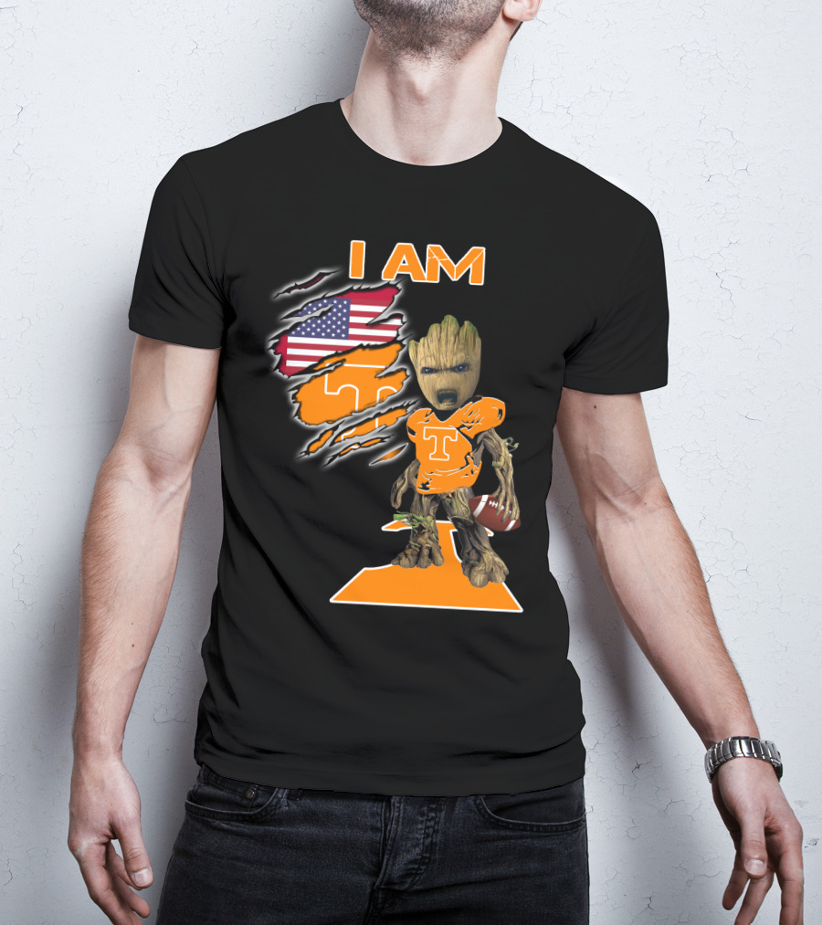I Am Groot Tennessee Football T-Shirt American Flag T-Shirt