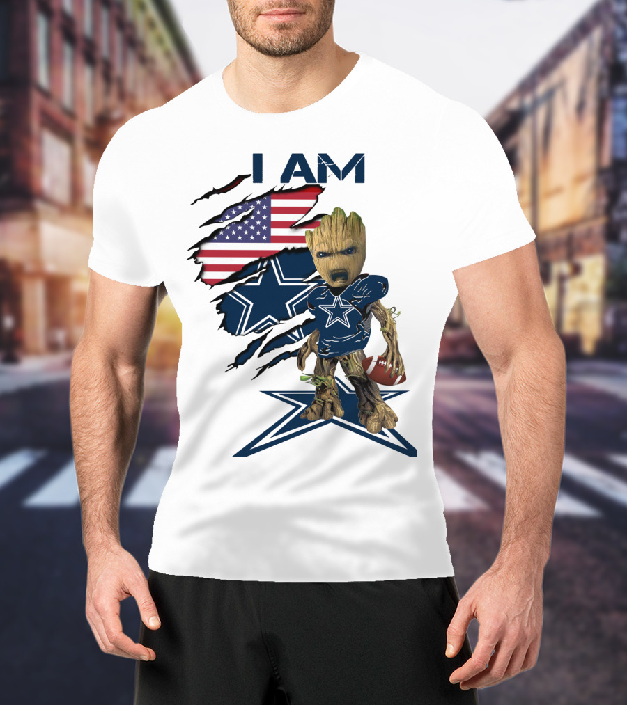 I Am Cowboys Baby Groot Star Football T-Shirt