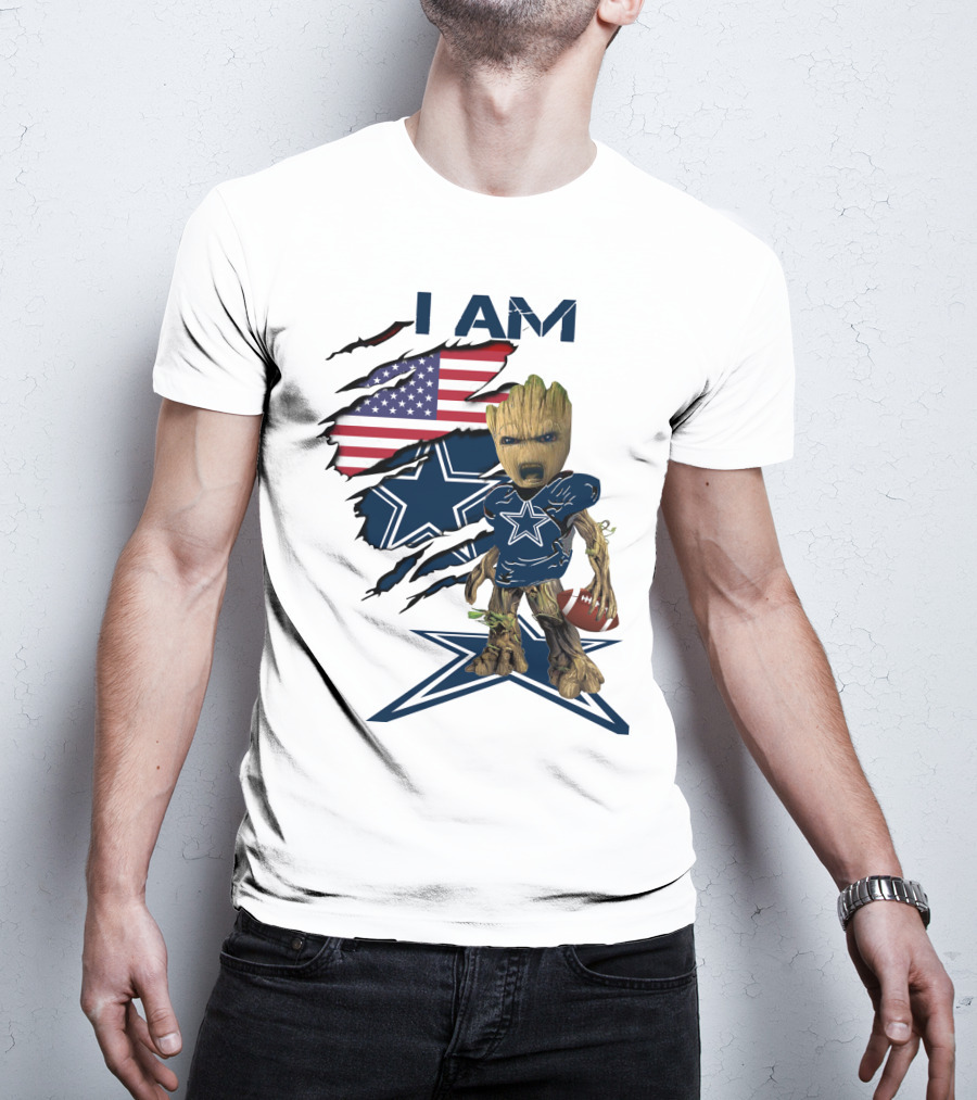 I Am Cowboys Baby Groot Star Football T-Shirt
