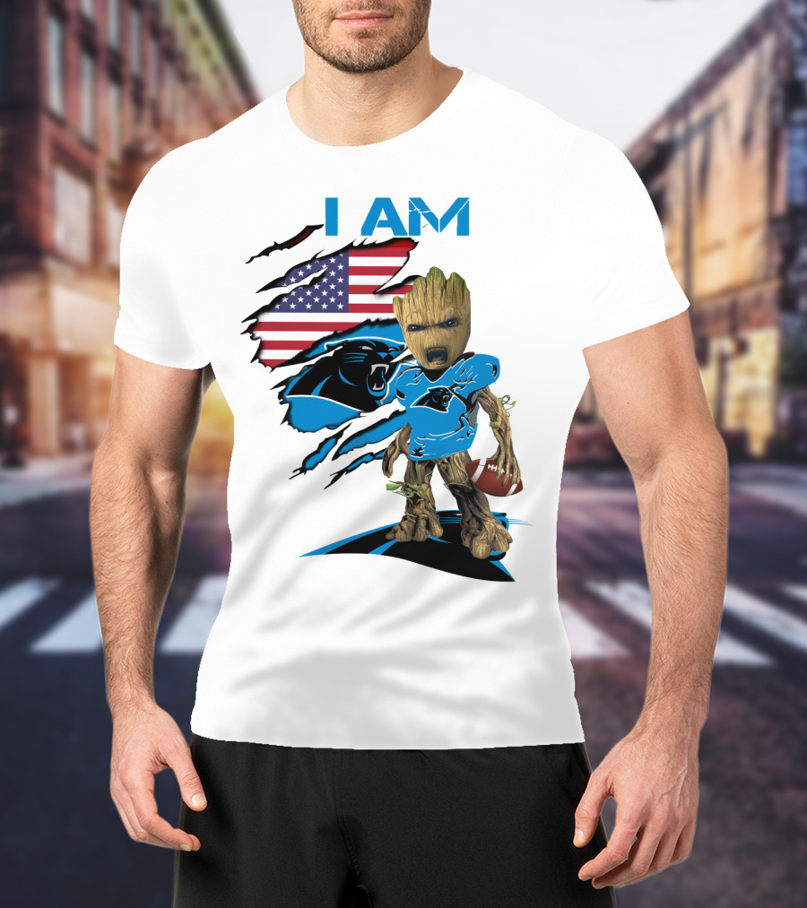 I AM Panthers Baby Groot Football Fan T-Shirt