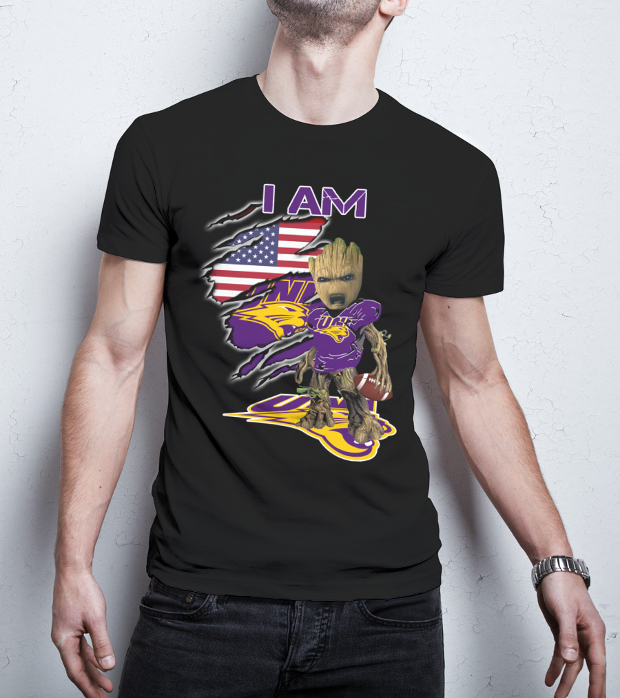 I Am Uni Baby Groot American Flag Football Panthers T-Shirt