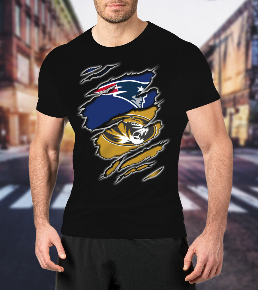 Patriots Missouri Tigers Logo Ripped T-Shirt