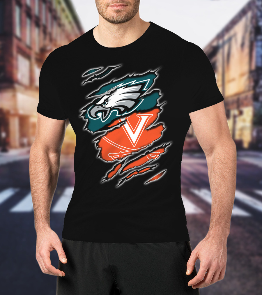 Philadelphia Eagles Virginia Cavaliers Fan Crossover T-Shirt
