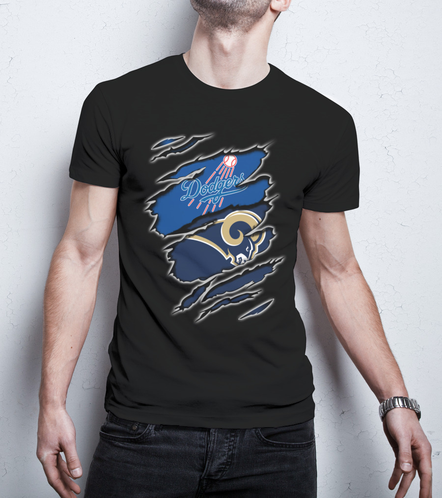 Dodgers Rams Claw Scratch Dual Logo Fusion T-Shirt