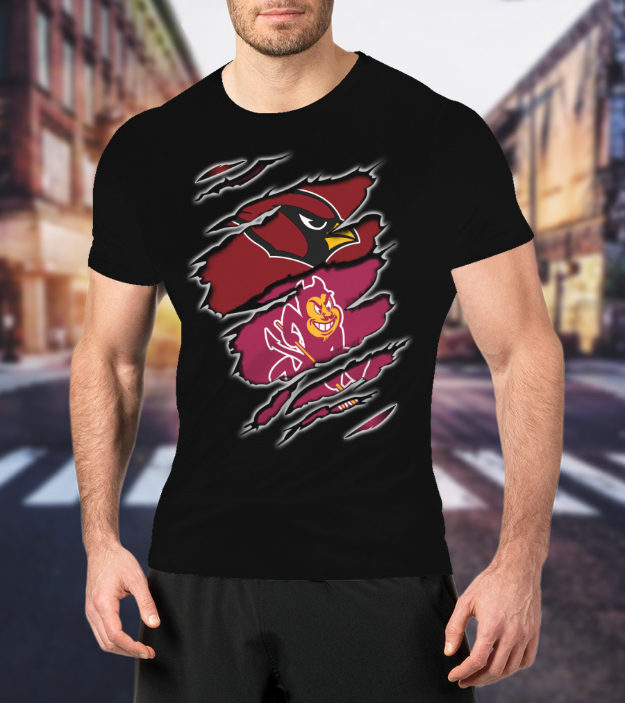 Arizona Cardinals ASU Sun Devils Torn Claw Marks T-Shirt