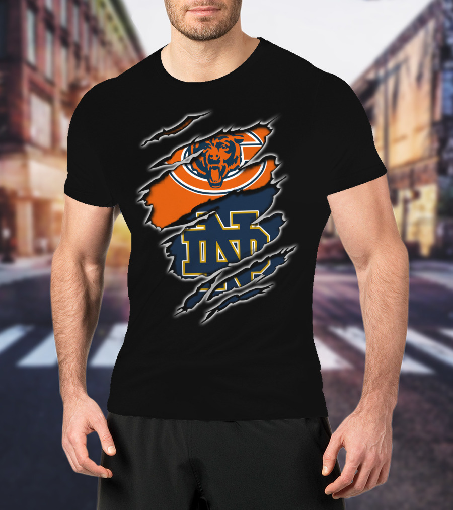 Chicago Bears Notre Dame Fighting Irish Claw Marks T-Shirt