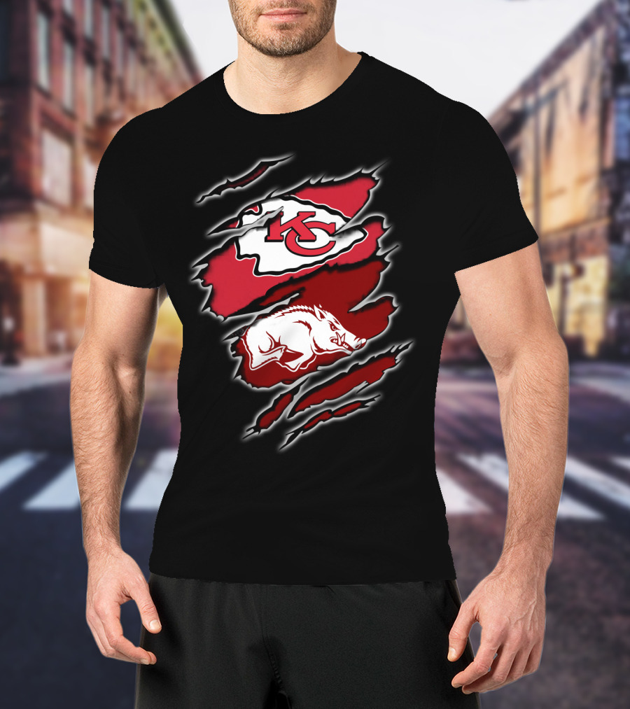Kansas City Chiefs Arkansas Razorbacks Football Crossover T-Shirt