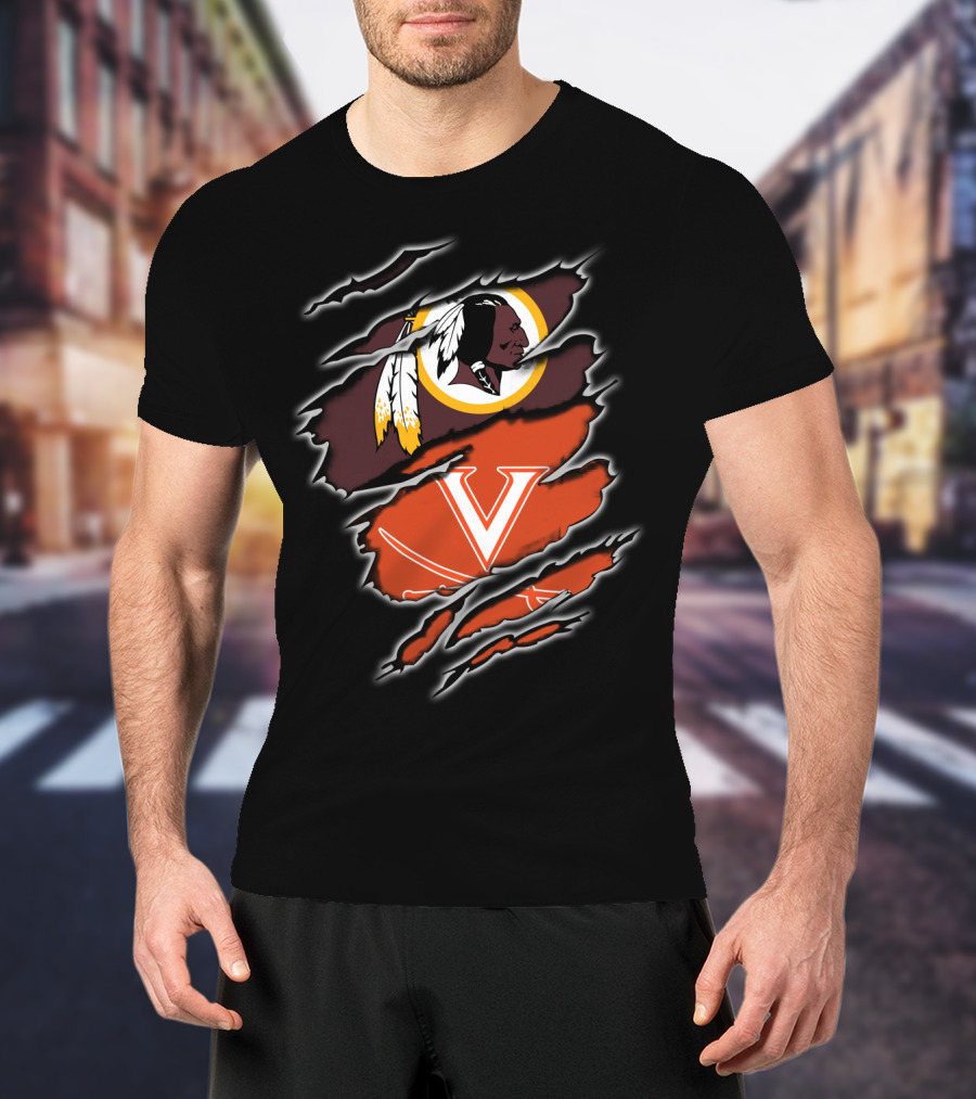 Washington Redskins Virginia Cavaliers Logo Mashup T-Shirt
