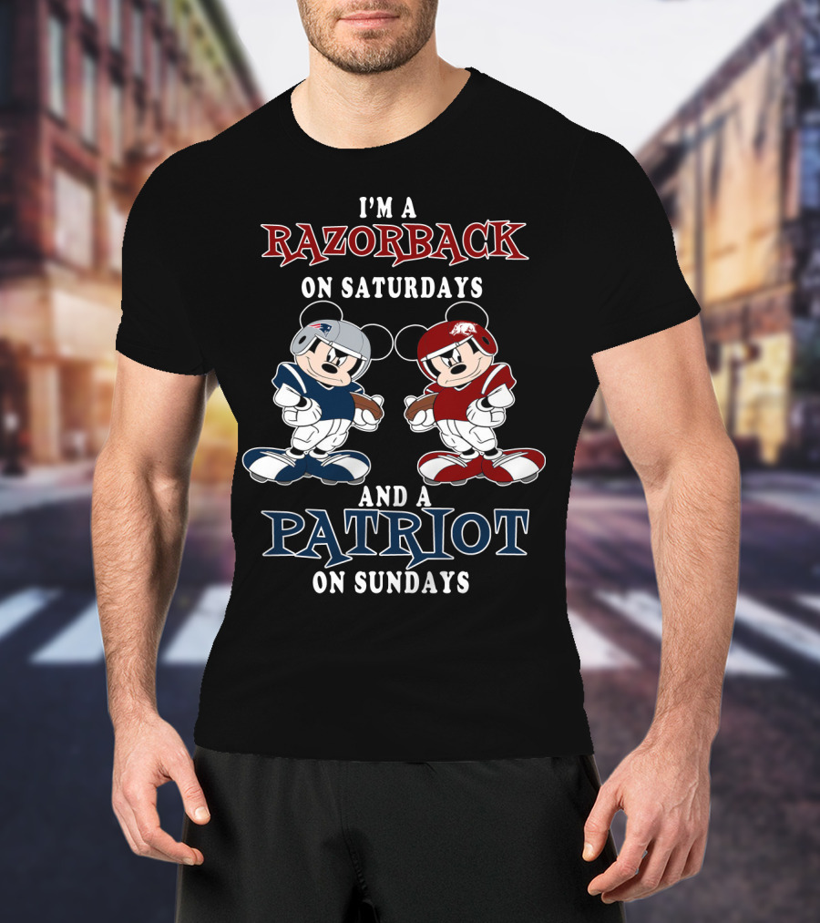 I'm A Razorback On Saturdays And A Patriot On Sundays Mickey T-Shirt