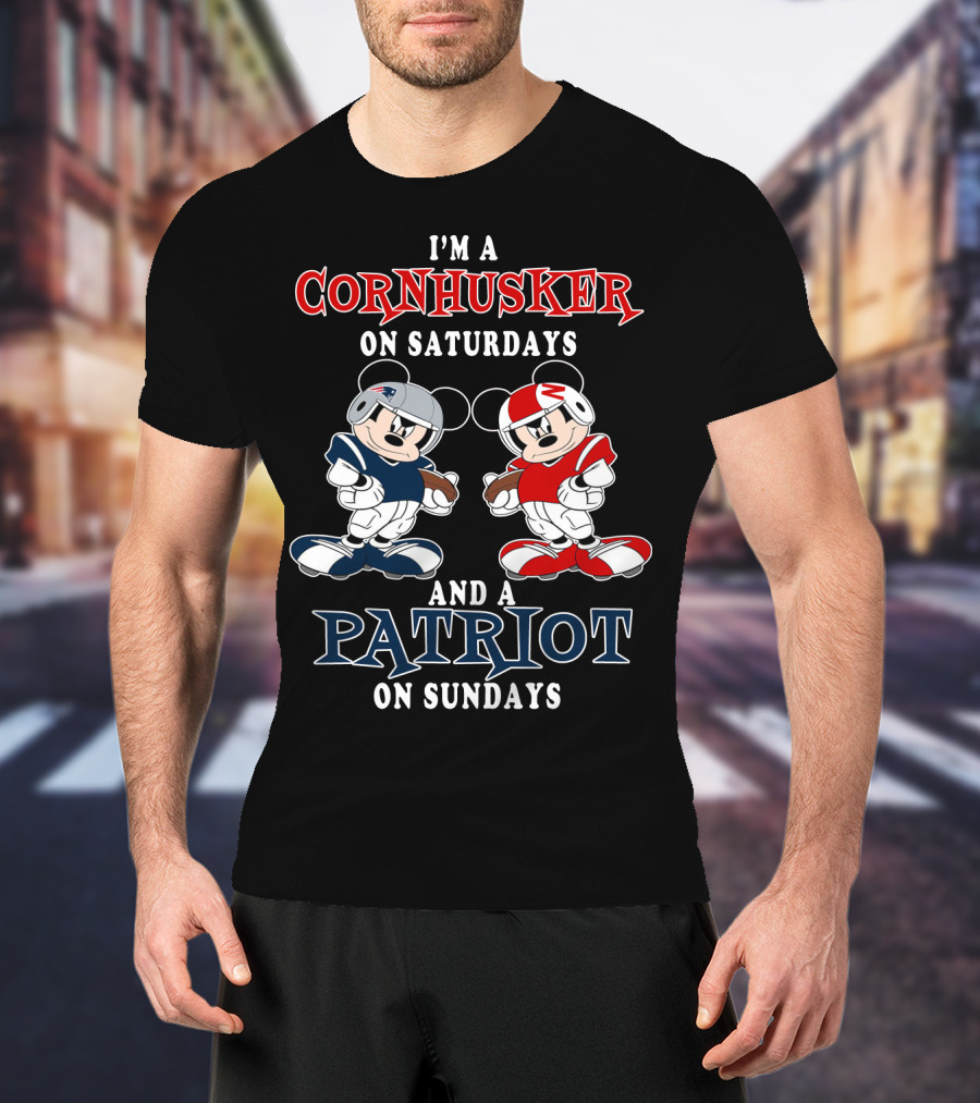 I'm A Cornhusker On Saturdays And A Patriot On Sundays Football Enthusiast Crossover T-Shirt