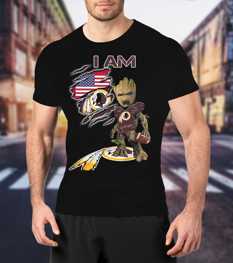 I Am Groot Washington Football Team Fan Usa Flag T-Shirt