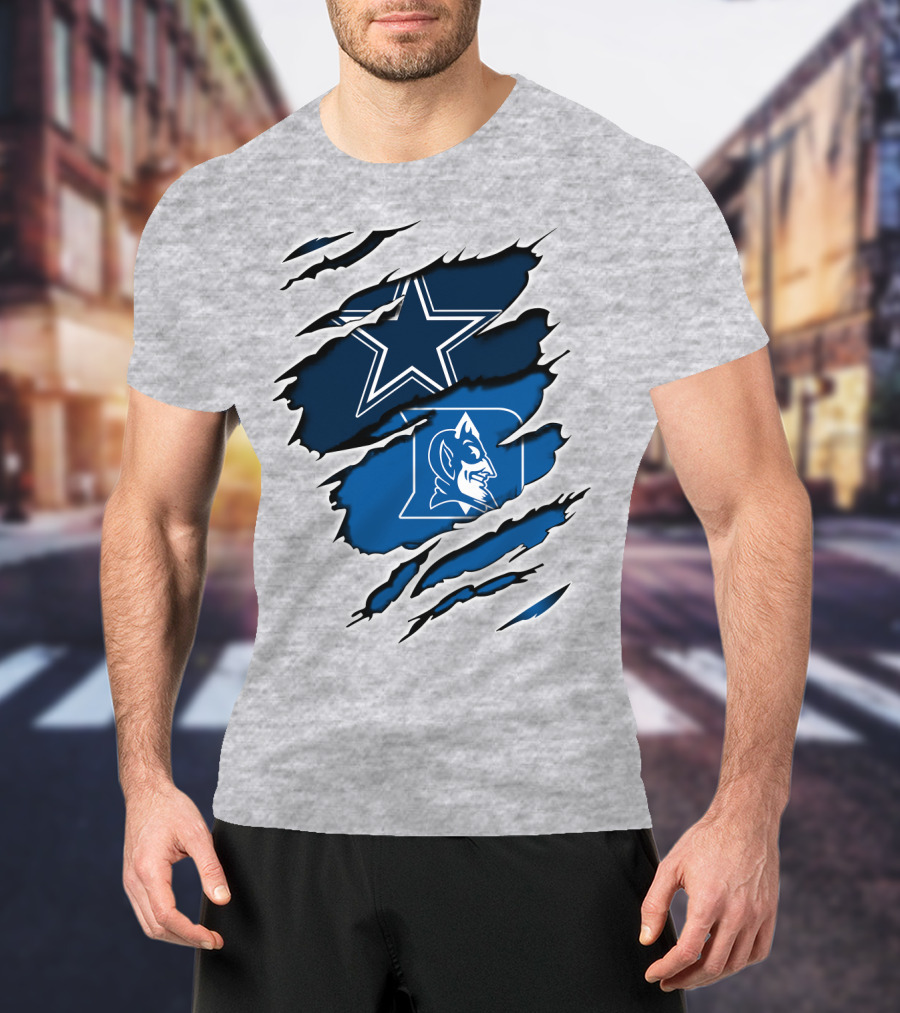 Dallas Cowboys Star Duke Blue Devils Tear T-Shirt