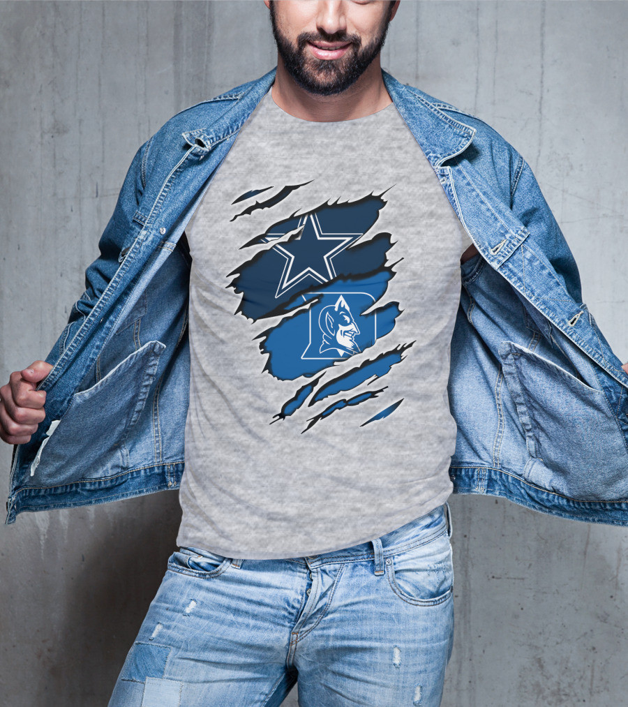 Dallas Cowboys Star Duke Blue Devils Tear T-Shirt