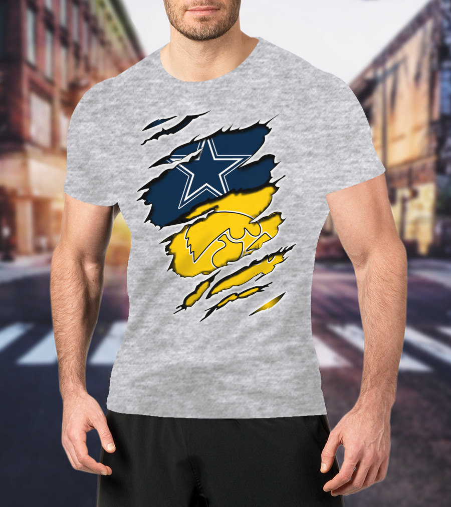 Cowboys Star And Hawkeyes Logo Fusion T-Shirt