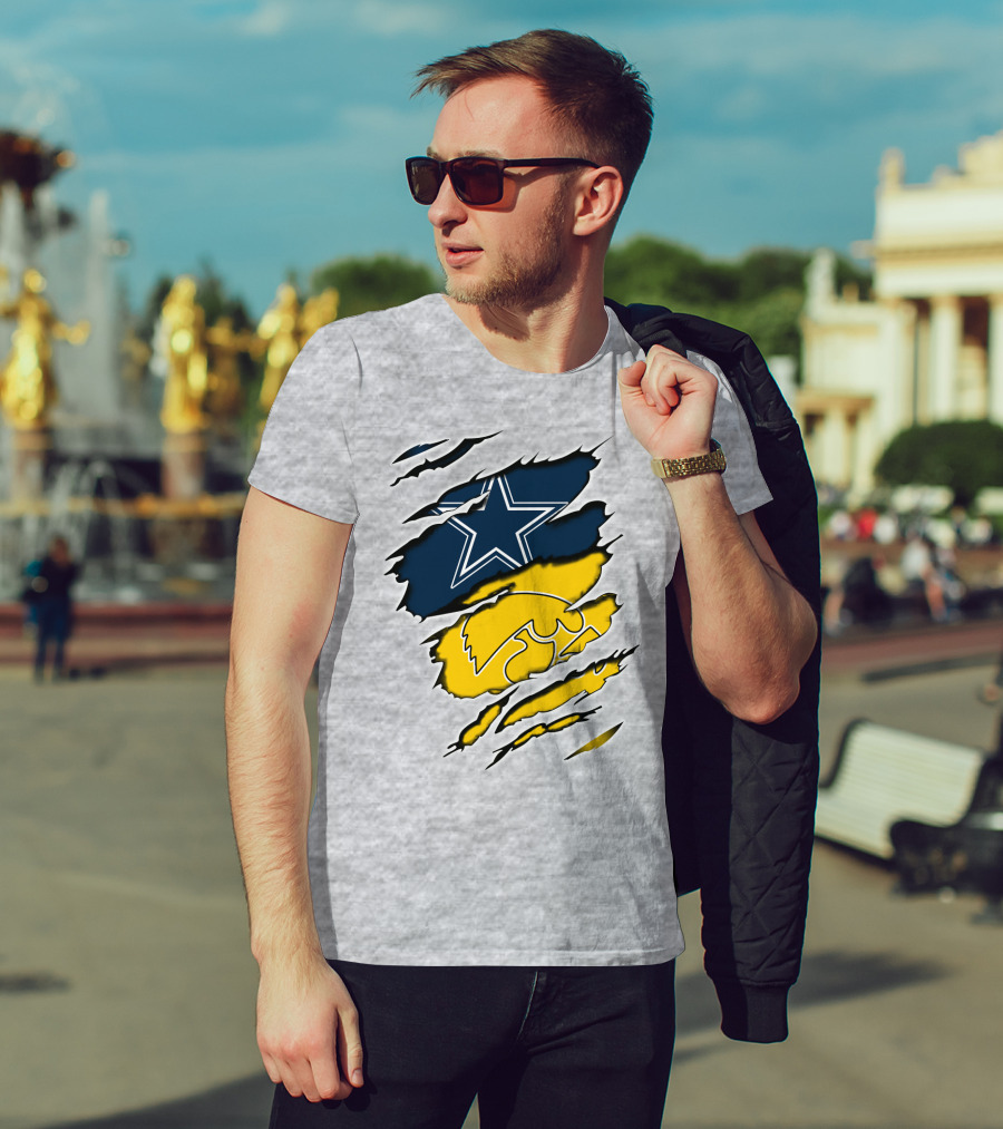 Cowboys Star And Hawkeyes Logo Fusion T-Shirt
