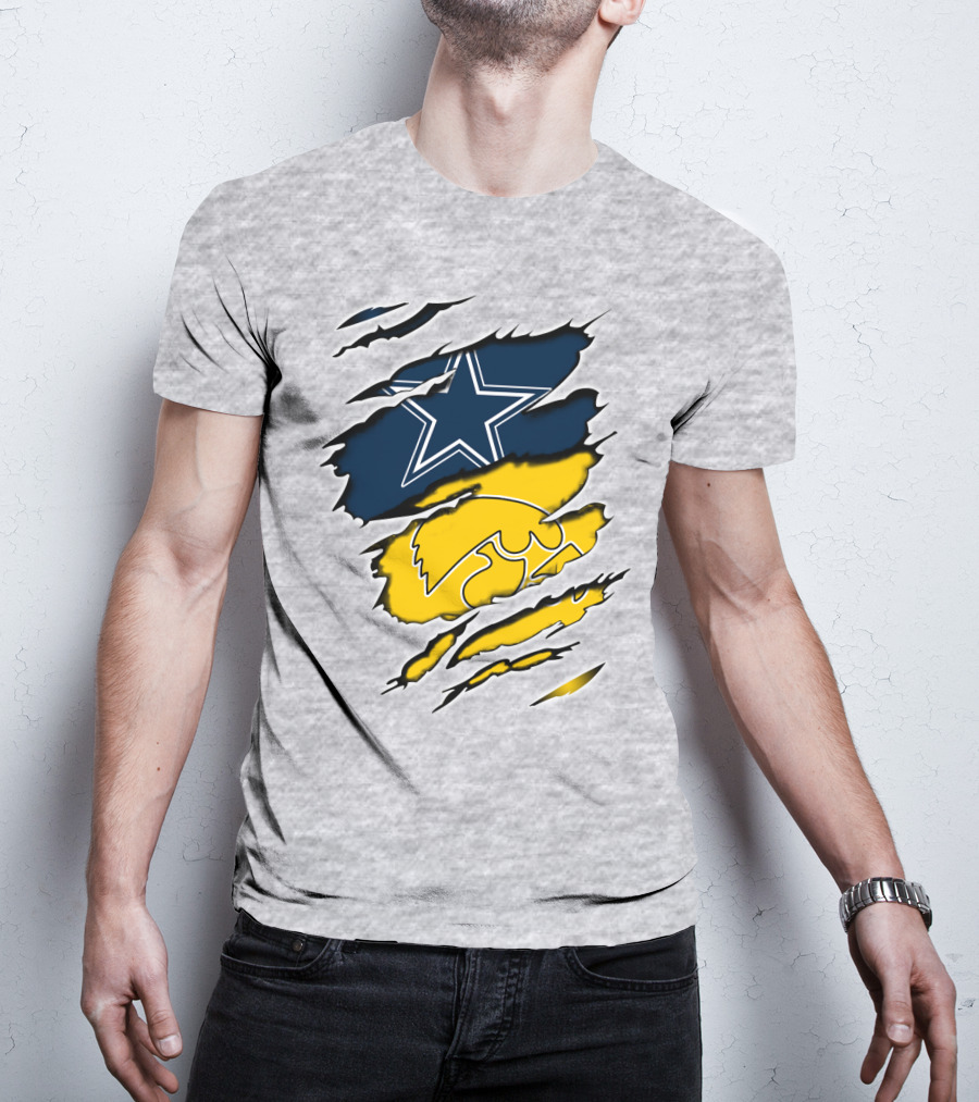Cowboys Star And Hawkeyes Logo Fusion T-Shirt
