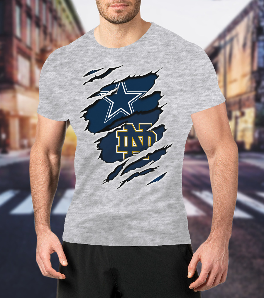 Dallas Cowboys Notre Dame Fighting Irish Logo Mashup T-Shirt