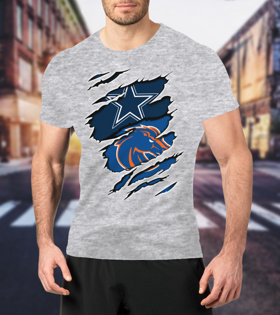 Dallas Cowboys Boise State Broncos Mashup T-Shirt