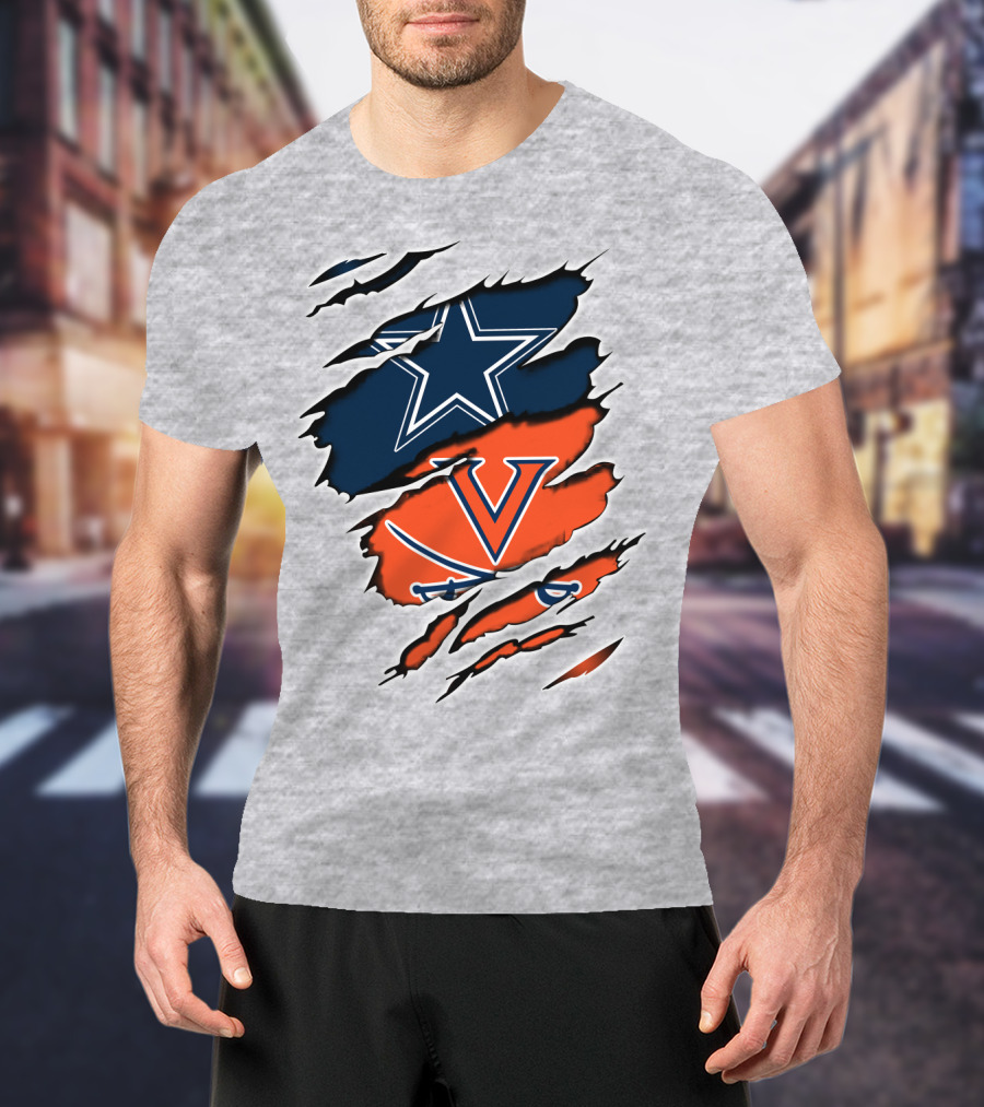 Cowboys Cavaliers Virginia Crossover Star And Swords Fusion T-Shirt