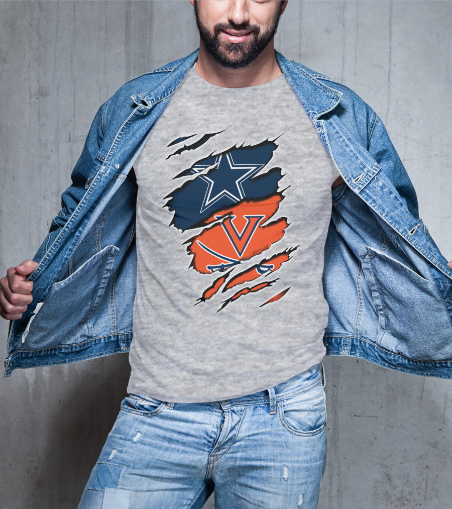Cowboys Cavaliers Virginia Crossover Star And Swords Fusion T-Shirt