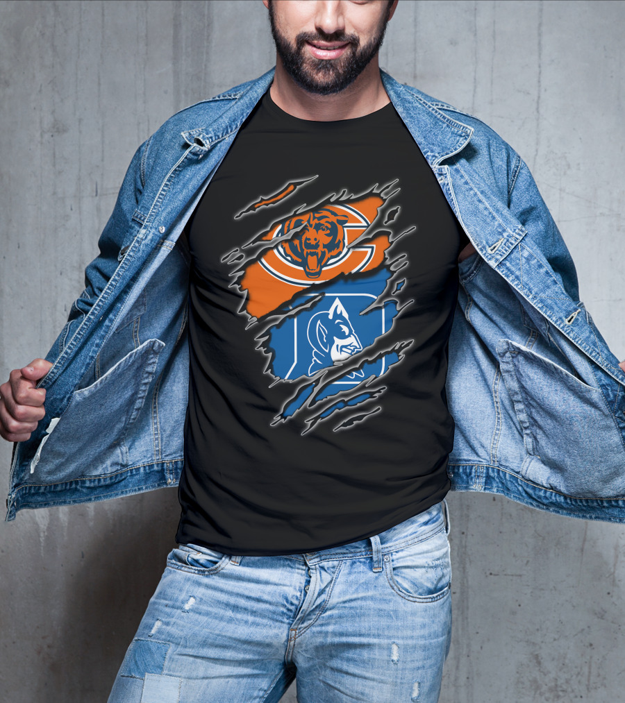 Chicago Bears And Duke Blue Devils Logos Combined T-Shirt